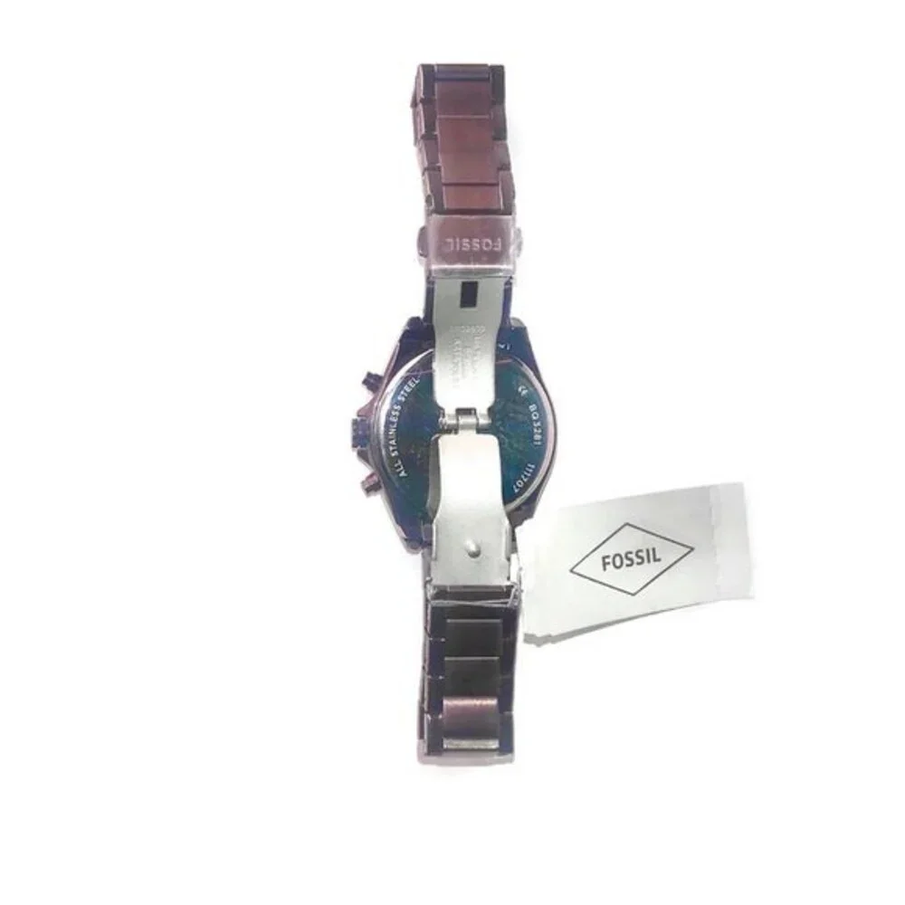 Fossil Courier Midsize Wine & Rose Gold Stainless Steel Chronograph Watch NWT